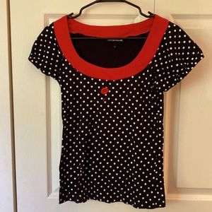 Sourpuss black polka dot blouse